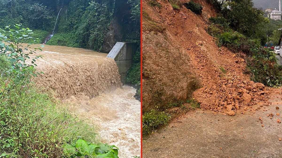 Rize sağanağa teslim: Dereler taştı, 23 köyde su baskınları yaşandı