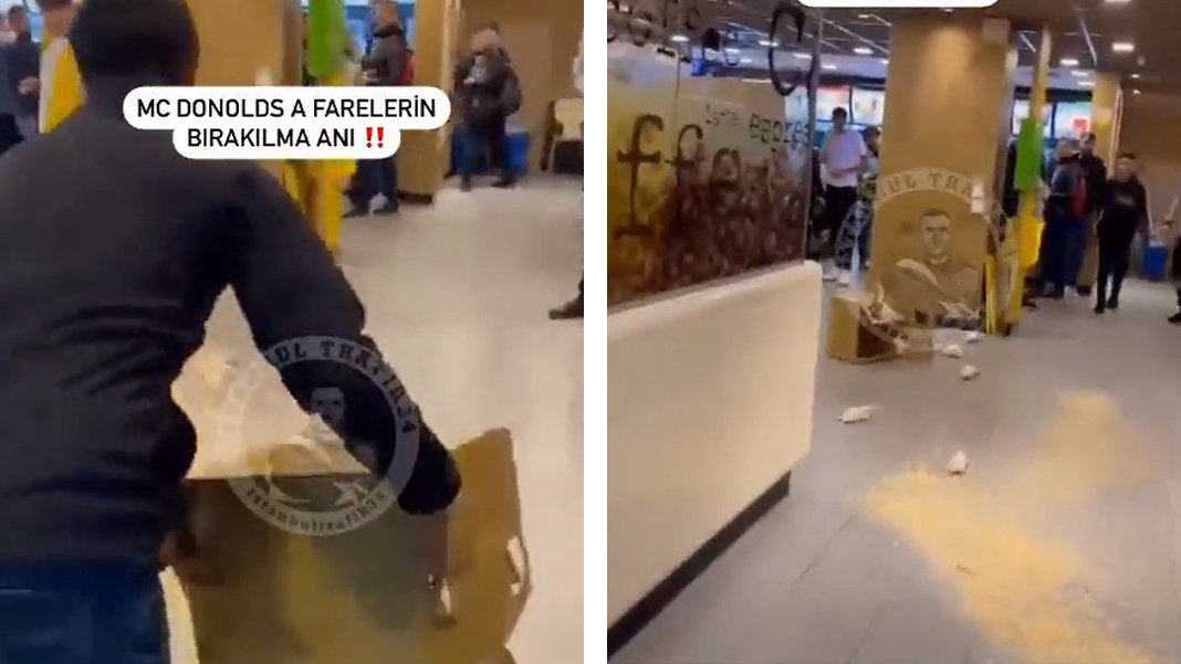 İstanbul'daki McDonald's'a fareli 'İsrail' protestosu: Müslümanların etlerini değil, alın bunları yiyin