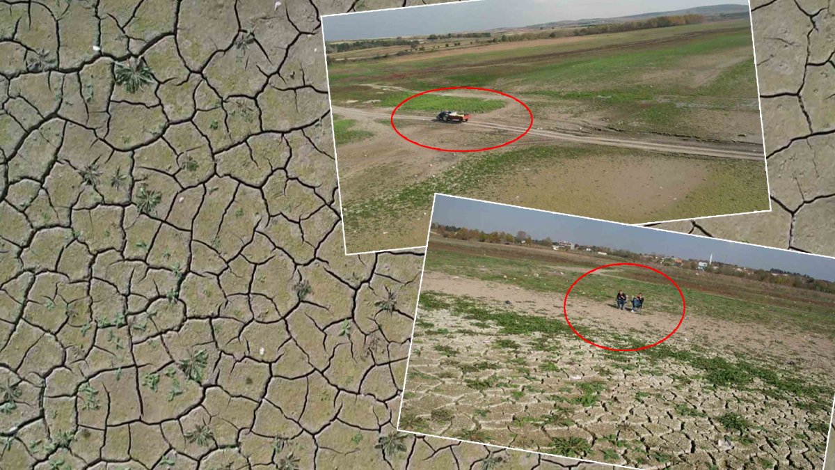 Sazlıdere'de bir gram su kalmadı... Barajın ortasına oturdular