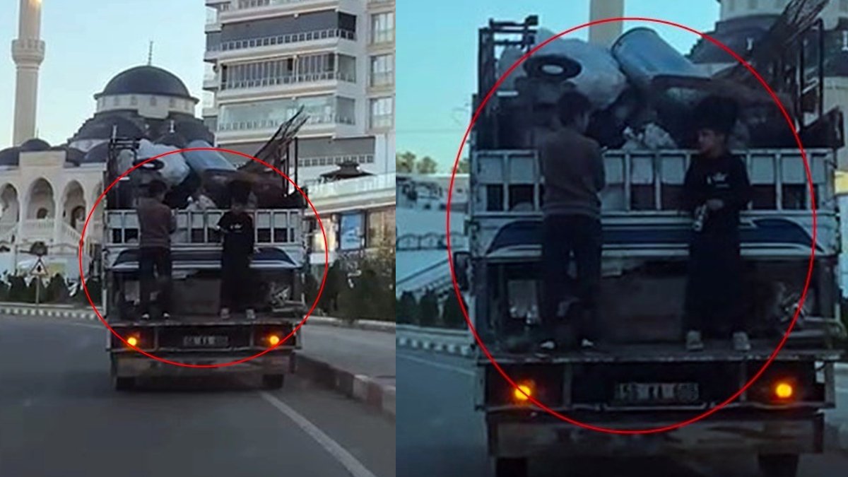 Kamyonet arkasında canlarını hiçe saydılar...Tehlikeli yolculuk cep telefonu kamerasına böyle yansıdı