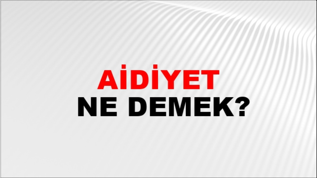 Aidiyet ne demek?