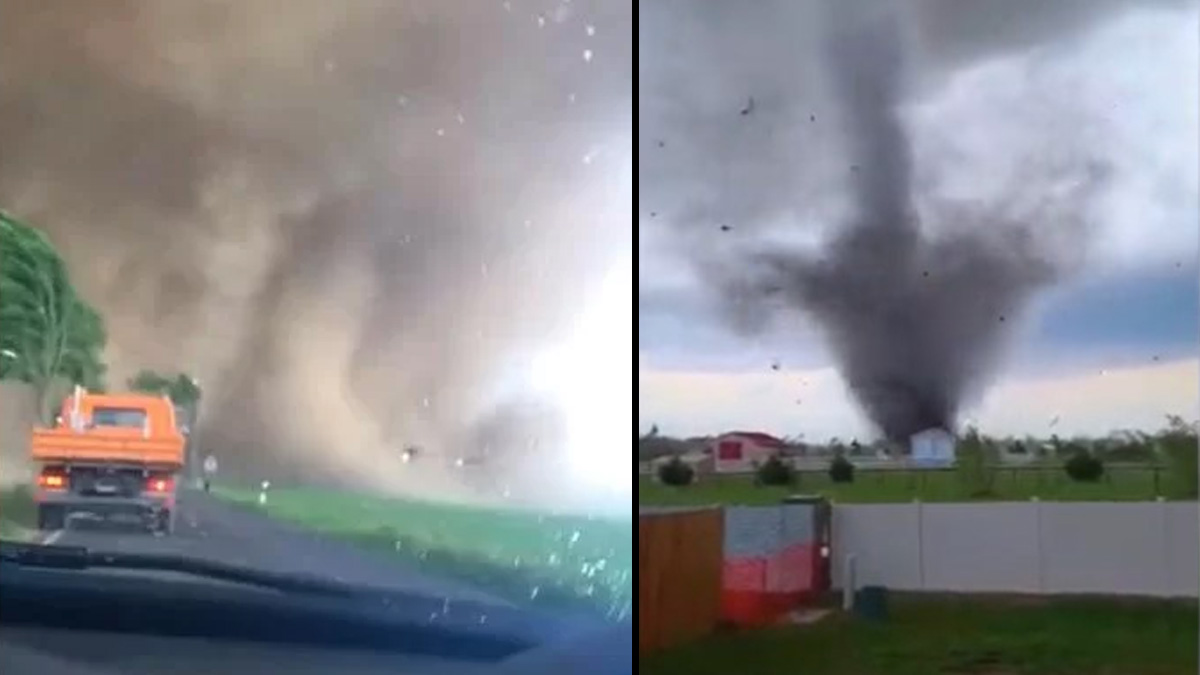 O anları böyle kaydetti! ABD'de aracı içinde hortuma yakalandı