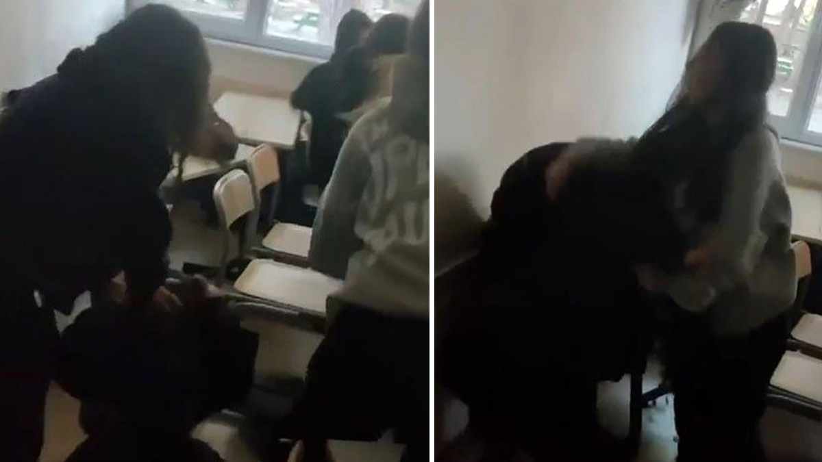 Lise öğrencisi kızların kavgası kameraya yansıdı
