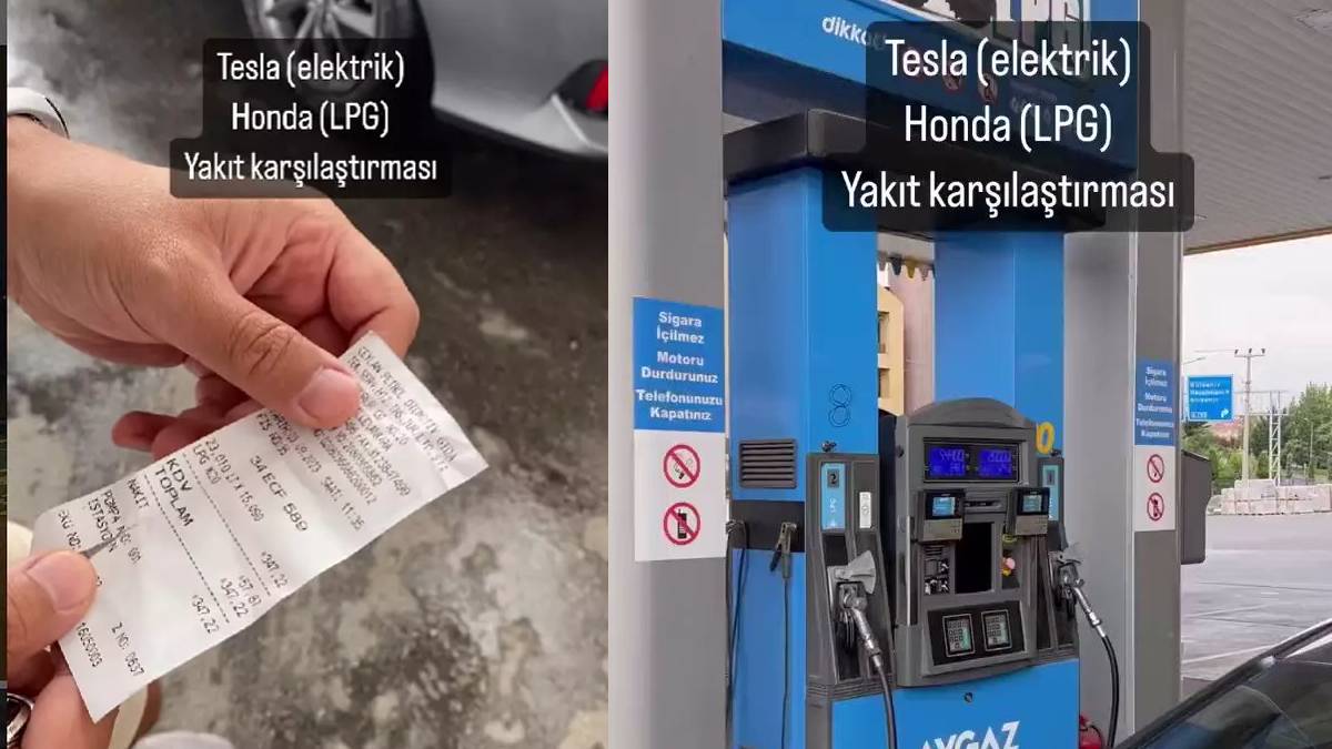 LPG mi elektrikli mi az yakıyor? Merak edilen soru yanıt buldu... Tesla ile LPG'li Honda'yı aynı anda...