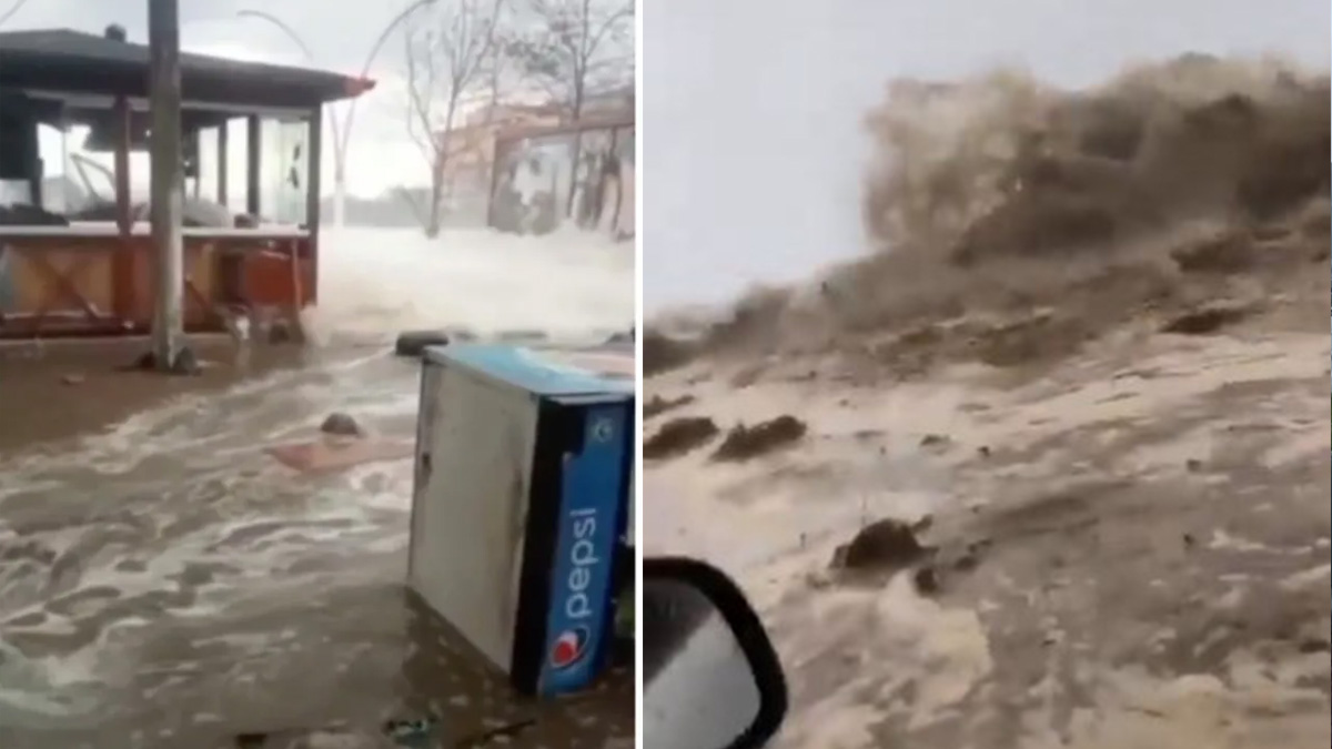 Karadeniz sahil yolu denizle birleşti, tsunami oluştu