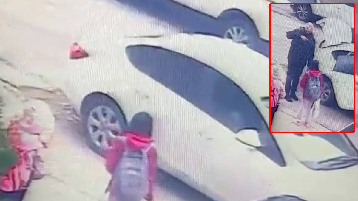 Herkes bu görüntüleri konuşuyor! Kimliği belirsiz şahıs iki çocuğu kaçırmaya çalıştı