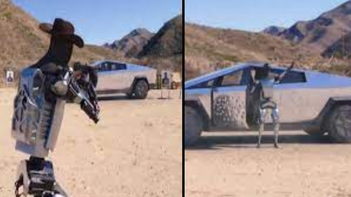 Kurşun yağmuruna tuttular! Tesla robotları Cybertruck'ı test etti
