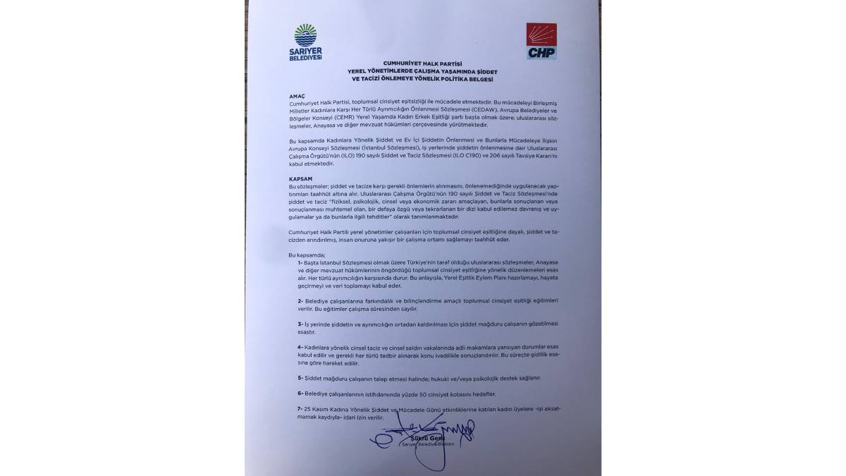 Şükrü Genç, Şiddet Ve Tacizin Önlenmesi İçin Politika Belgesi imzaladı