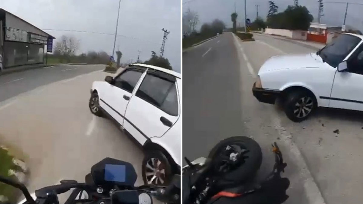Hatalı dönüş kazaya neden oldu: Motosikletli ucuz atlattı