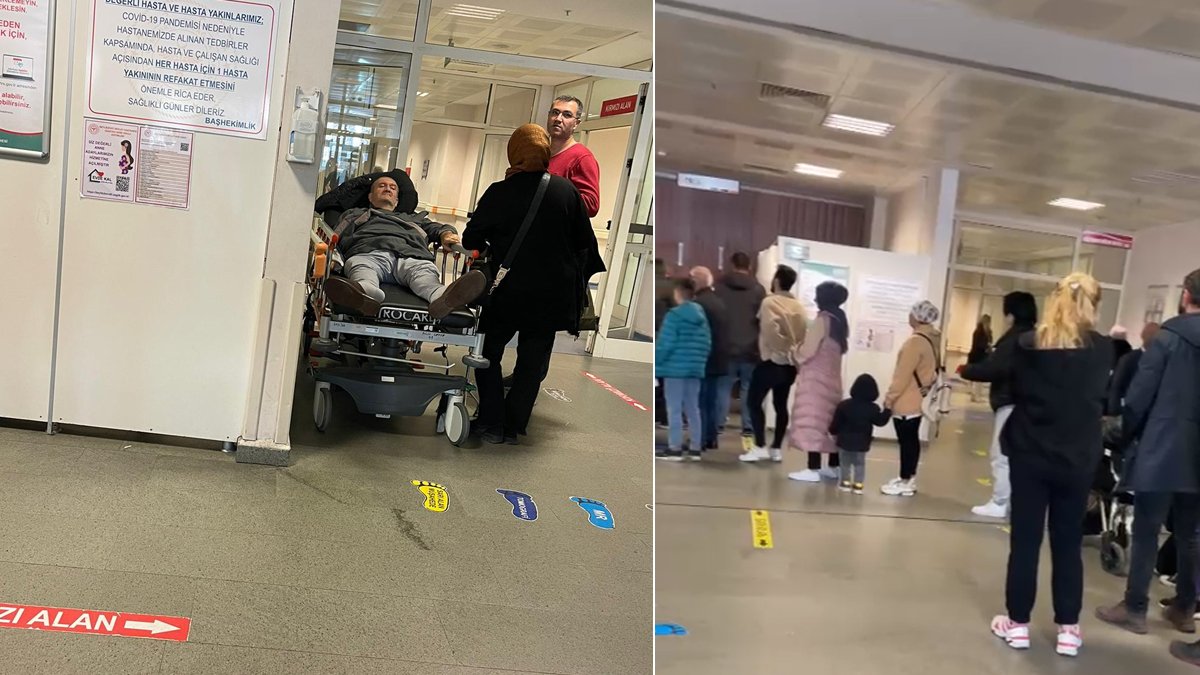 Beylikdüzü  Devlet Hastanesi'nde hastalar koridorlarda tedavi görüyor