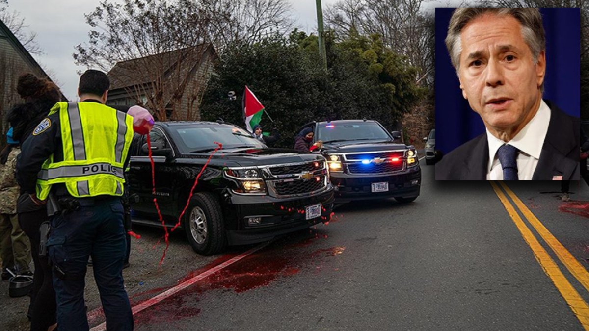 ABD Dışişleri Bakanı Blinken’e kırmızı boyalı protesto
