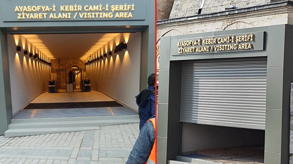 Ayasofya'nın turist kapısına dükkan kepengi takıldı