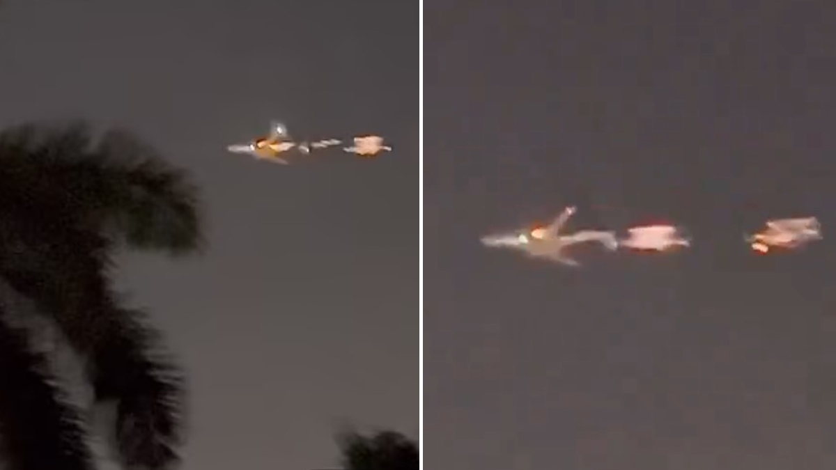 Kargo uçağının motoru gökyüzünde alev alev yandı: O anlar kamerada