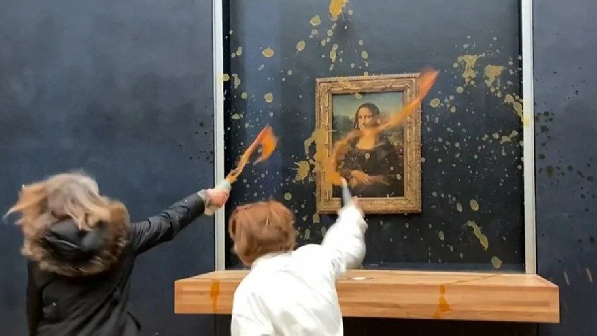 Çorba fırlattılar! İklim aktivistlerinin hedefi bu kez Mona Lisa