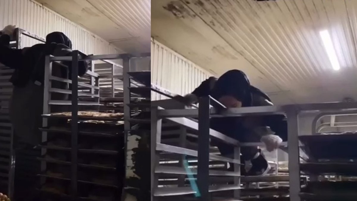 Fırında mide bulandıran görüntüler! Hijyen kurallarını hiçe saydı