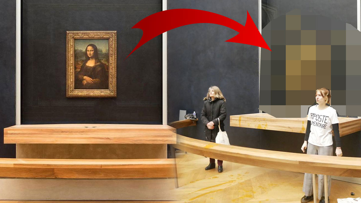 Mona Lisa tablosuna ilginç saldırı: Öyle bir şey döktüler ki pes! İklim aktivistleri ipin ucunu kaçırdı