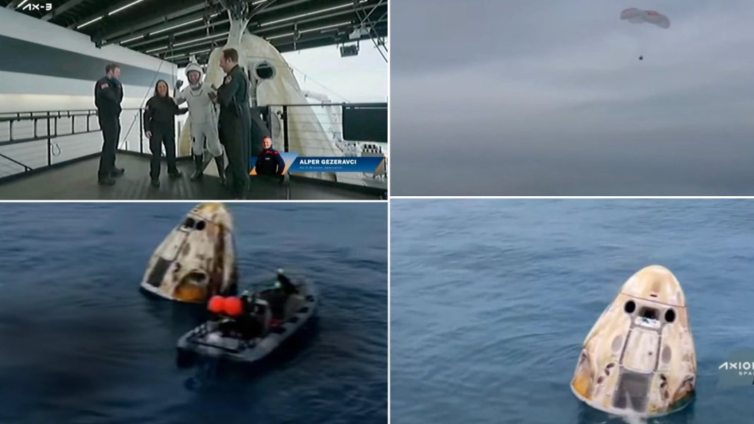 Alper Gezeravcı ve Ax-3 ekibi Dünya'ya döndü! Dragon kapsülü okyanusa indi