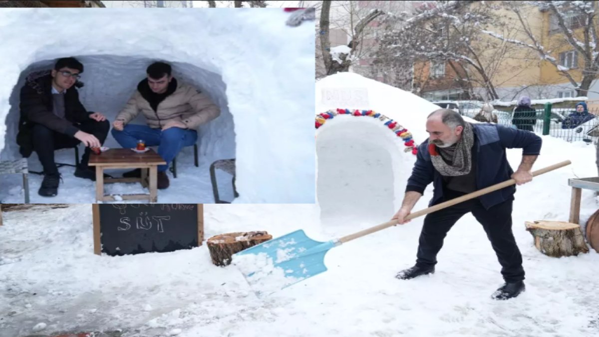 Kardan kahvehane yaptı, herkes hayran kaldı! Esnaftan kahvesine müşteri yağdıran fikir: "Burada çayın keyfi çok başka oluyor"