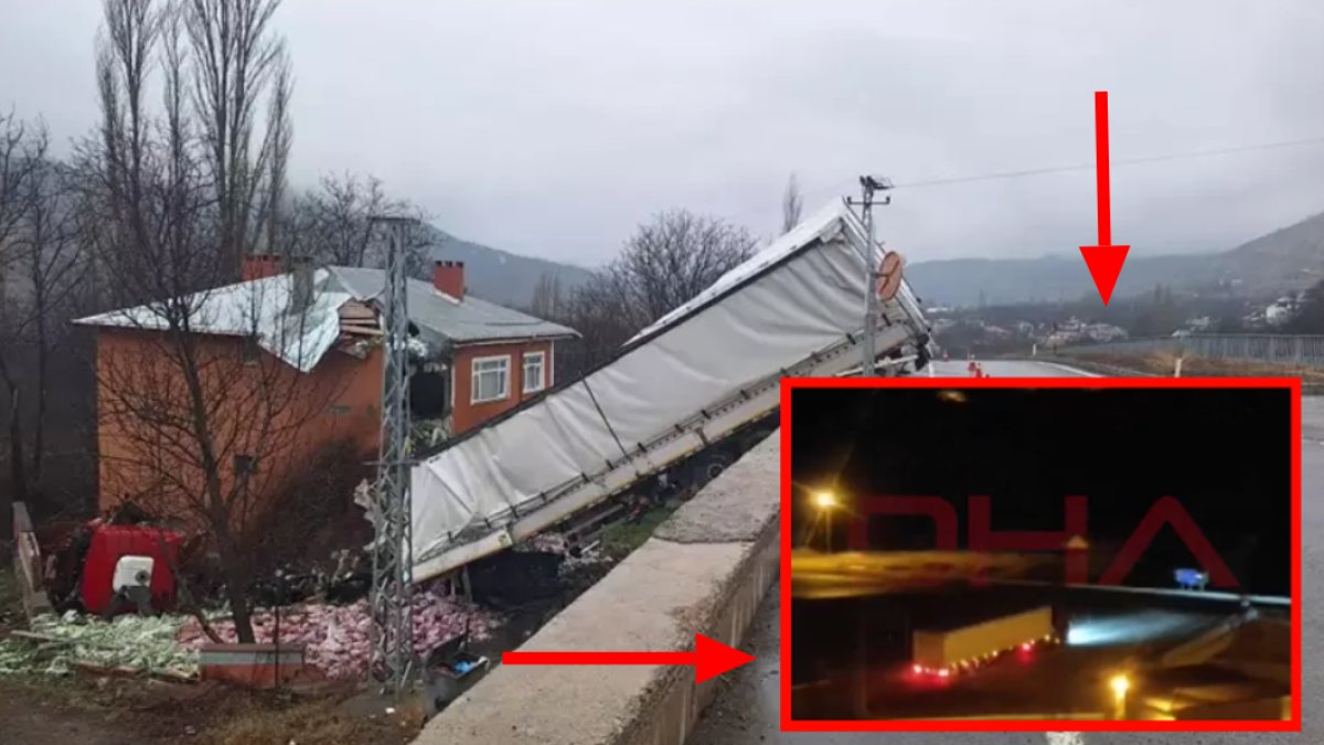 Korku filmi değil gerçek: Aynı evin üzerine 20 gün arayla ikinci kez TIR uçtu! O anlar saniye saniye görüntülendi