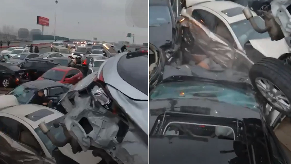 Buz kapanında dehşet! 100 araç birbirine girdi