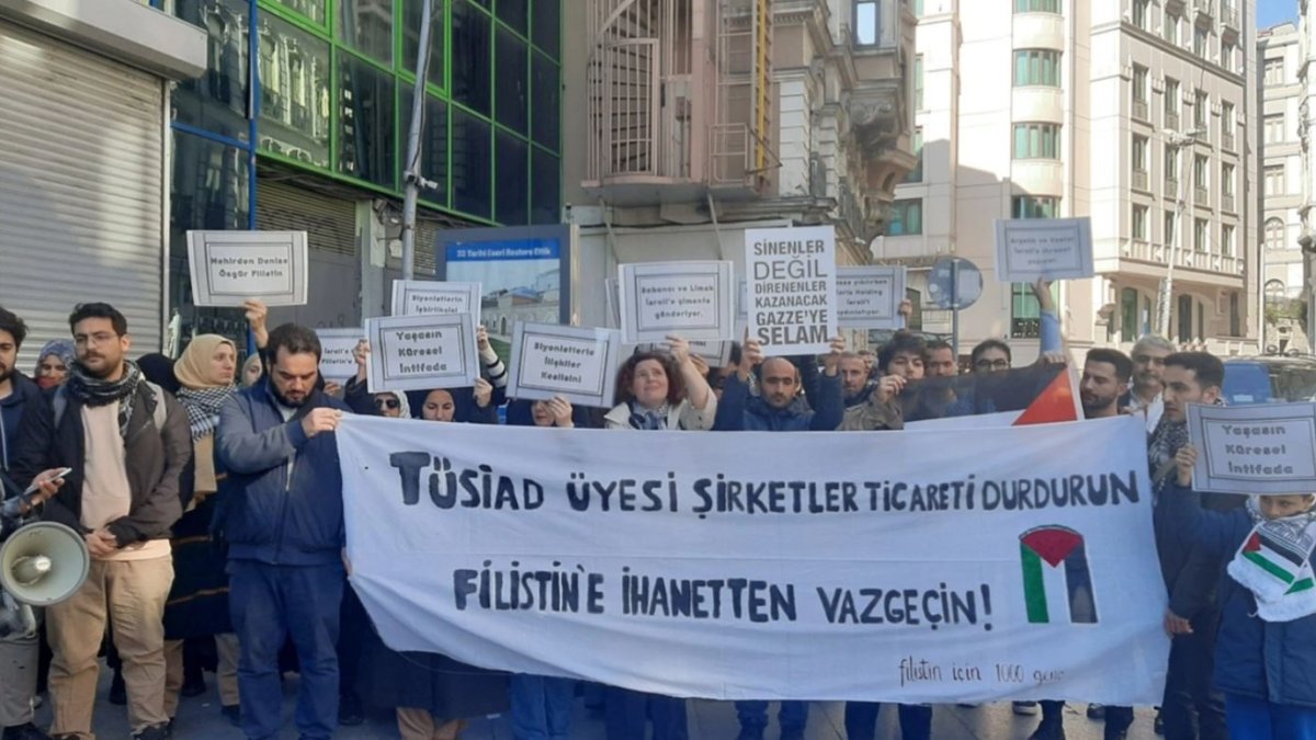 TÜSİAD önünde Tel Aviv ile ticareti sonlandırın eylemi