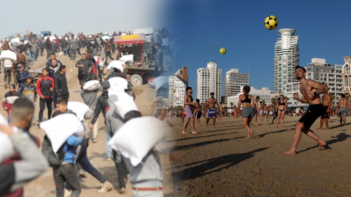 Bu iki fotoğraf arası sadece 70 kilometre! Gazze'de sefalet İsrail'de eğlence