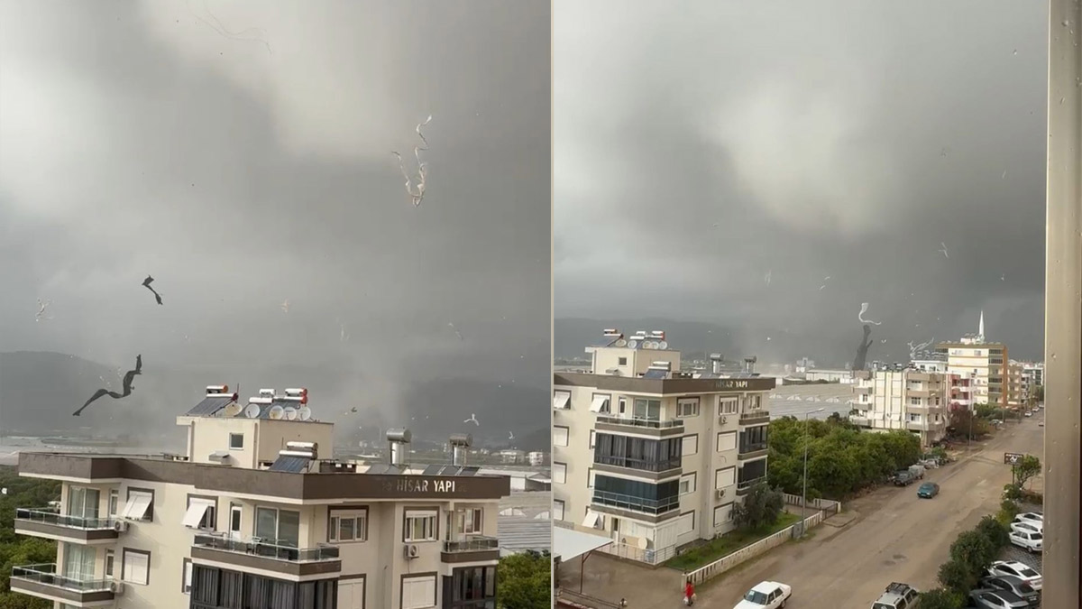 Antalya'da hortum paniği! Seralar zarar gördü, ağaçlar yerinden söküldü