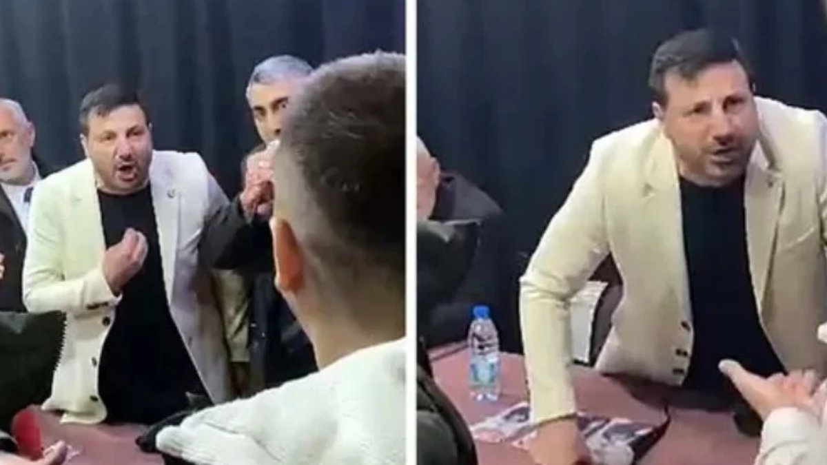 YRP adayı Davut Güloğlu mikrofonu fırlatıp seçmenin üzerine yürüdü