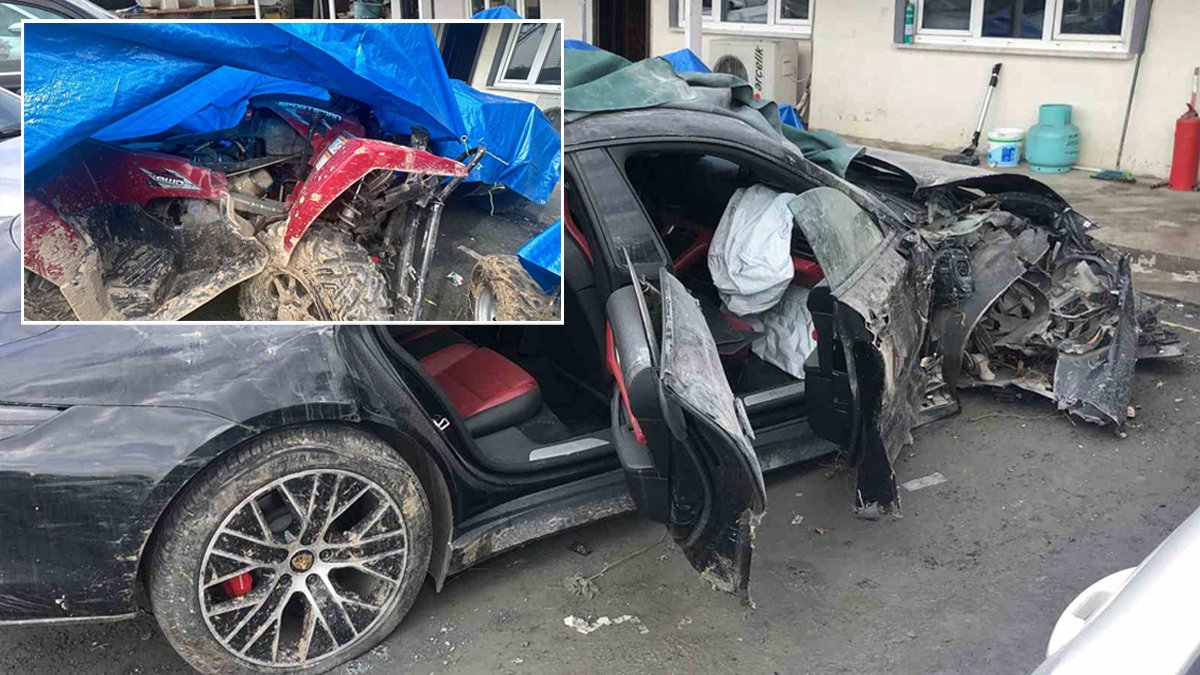 Porsche ve ATV’lerin son hali görüntülendi: Fotoğraflar kazanın boyutunu gözler önüne serdi