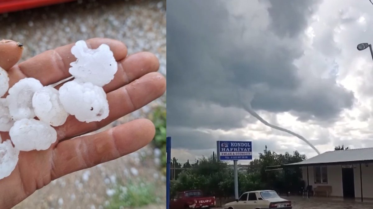 Antalya'da aynı anda 5 hortum ve dolu! Hayrete düşüren görüntüler kamerada