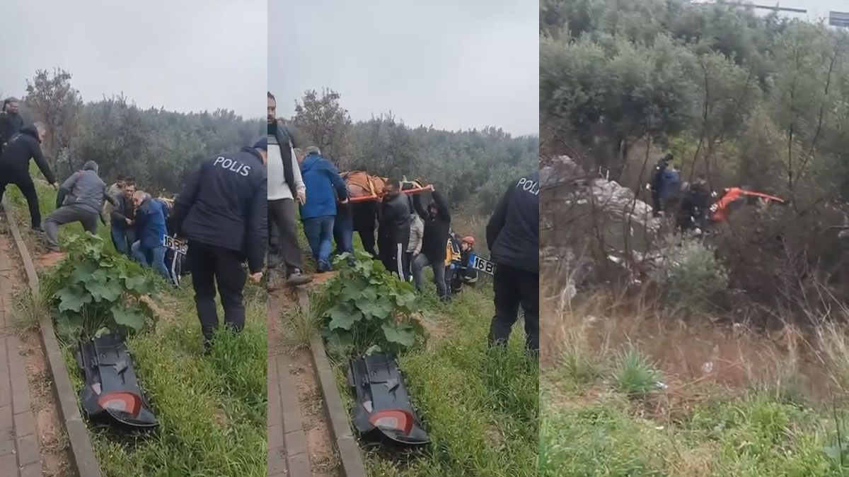 Bursa'da otomobil şarampole devrildi: Yaralılar var