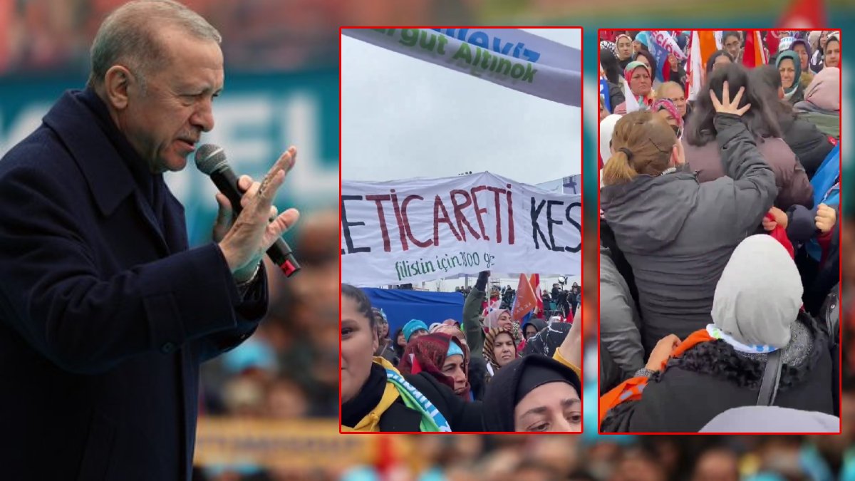 Erdoğan'ın Büyük Ankara Mitingi'nde 'İsrail ile ticareti kes' pankartları açıldı: Çok sayıda gözaltı var