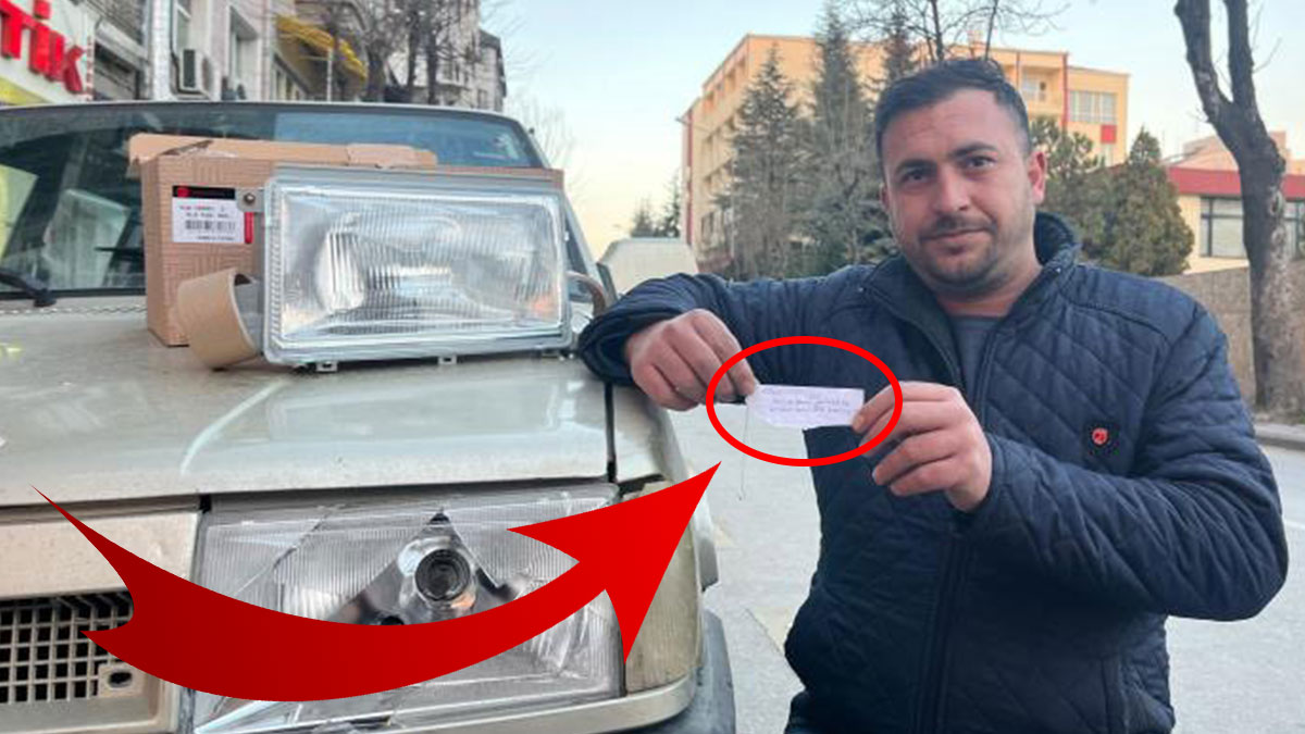 Aracının kırılan farının yanına iliştirilen not, hem şaşırttı hem duygulandırdı! Ülkede böyle insanlar kaldı mı...
