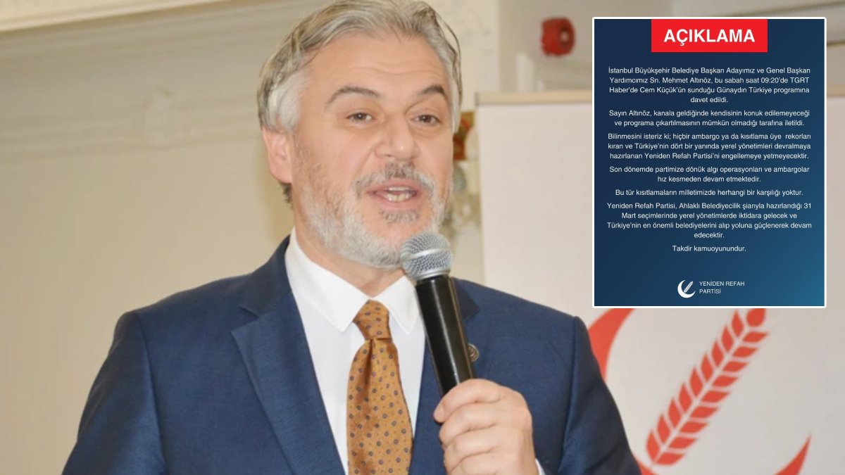 Yeniden Refah Partisi İstanbul Adayı Mehmet Altınöz'e sansür: Davet edildiği kanalın kapısından geri çevrildi