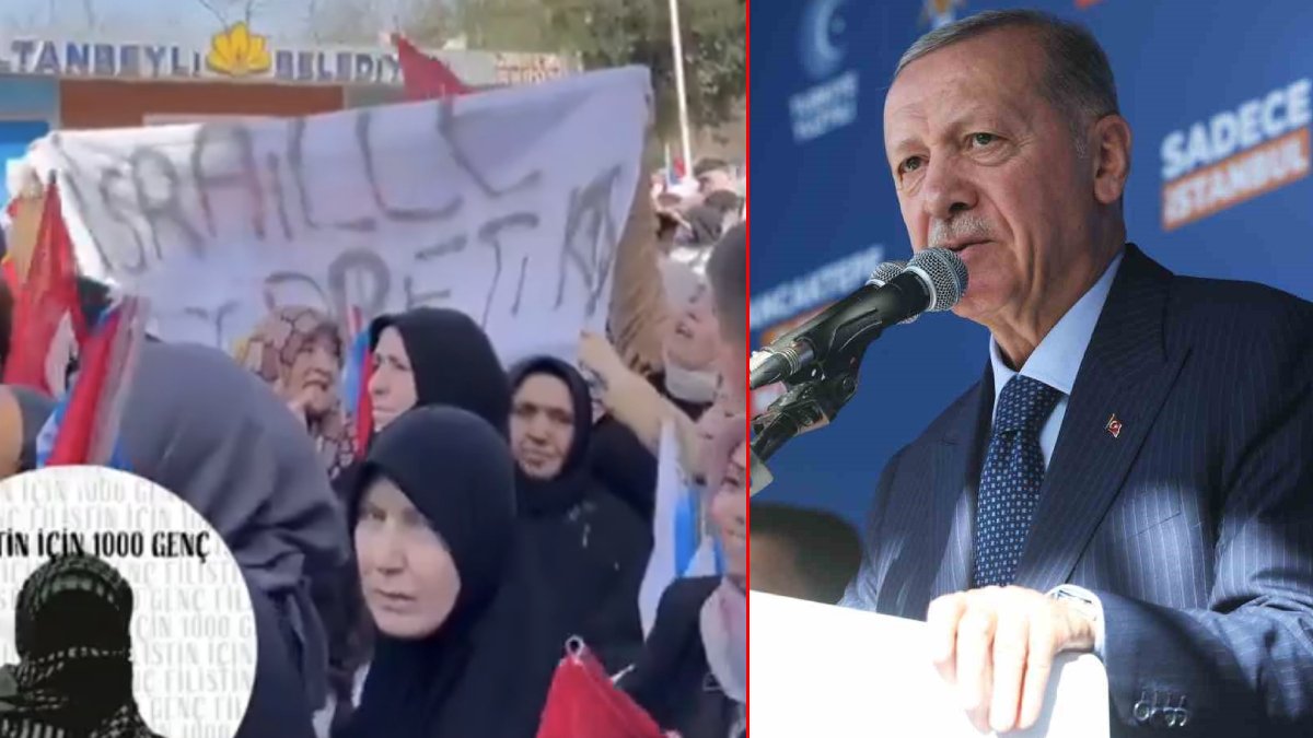 Erdoğan'ın Sultanbeyli mitinginde 'İsrail ile ticareti kes' pankartına gözaltı