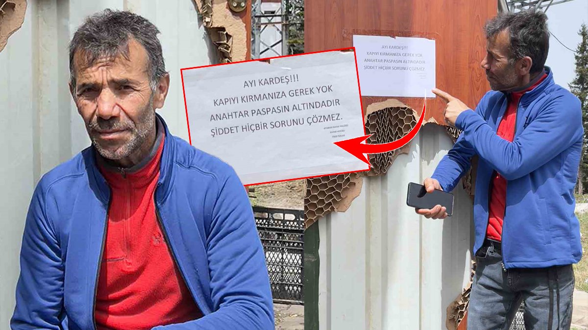 Kayak merkezine üç kez giren ayıya not bıraktı: Anahtar paspasın altında