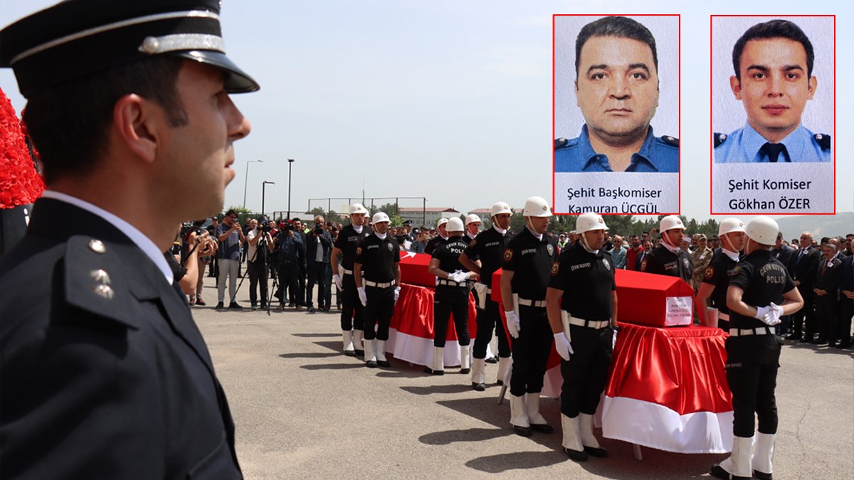 Polisin şehit ettiği komiserlere veda: Törende gözyaşları sel oldu