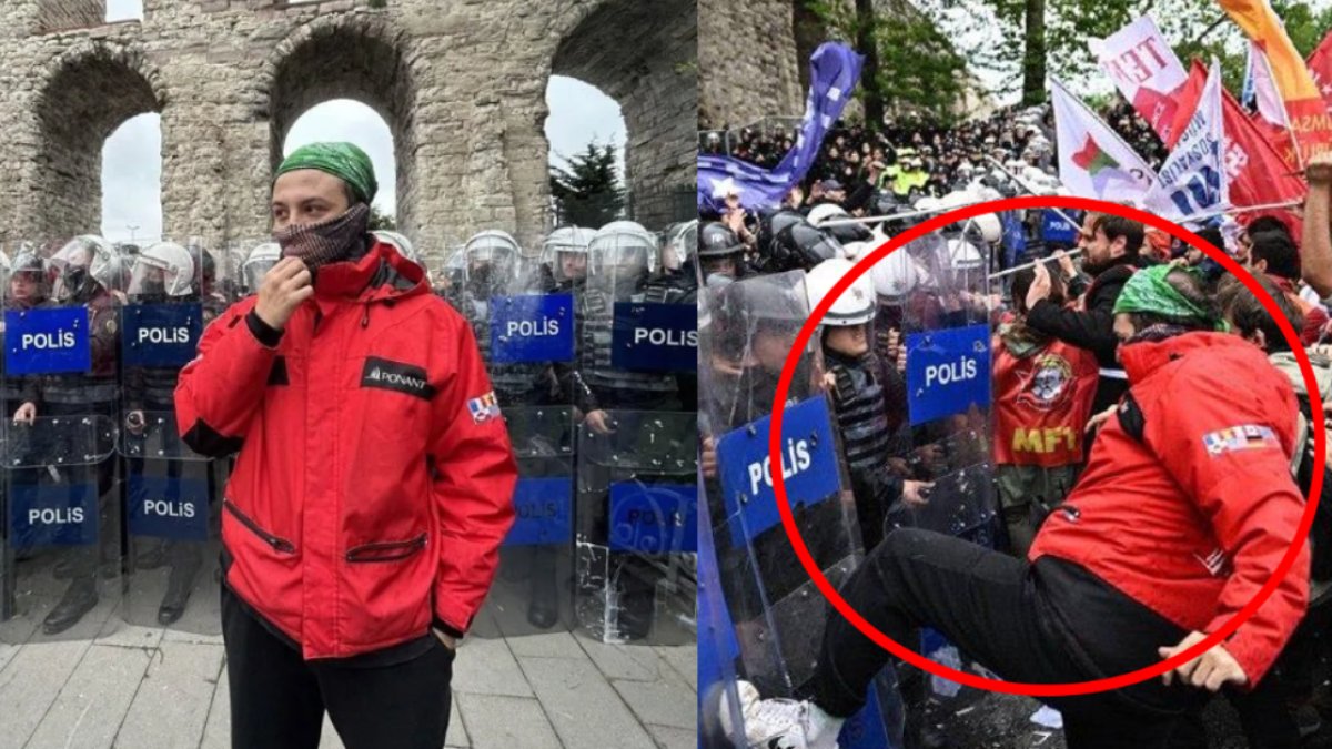 Sosyal medya fenomeni 'Basel'in 1 Mays'ta polise tekme attığı görüntüler ortaya çıkmıştı! Gözaltına alındı