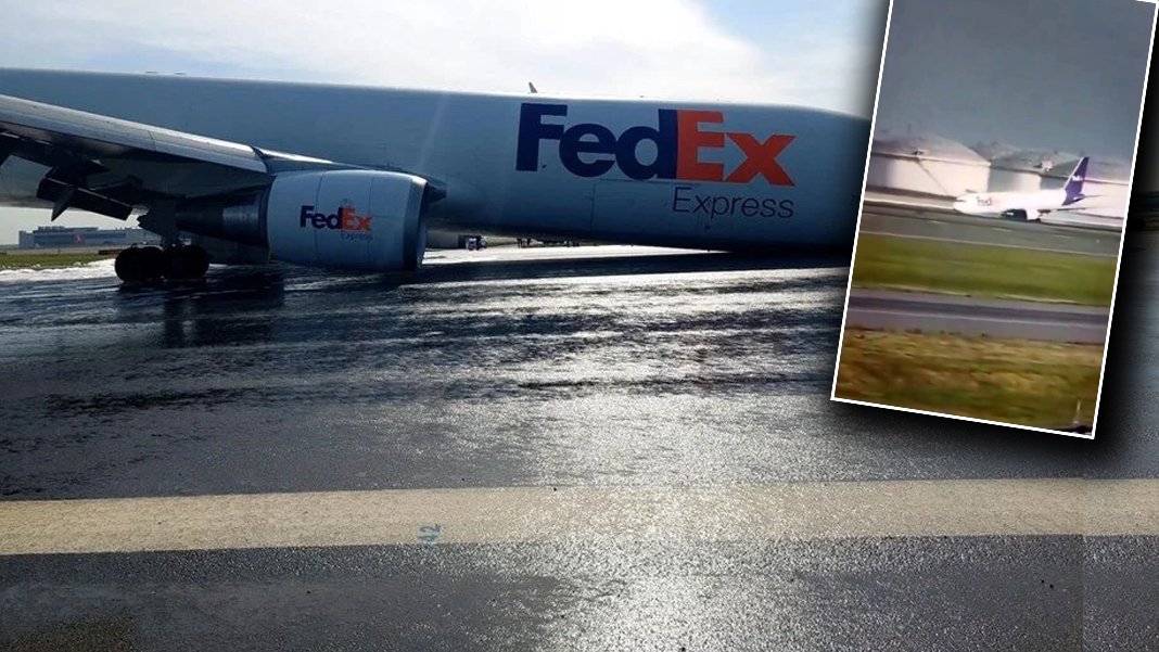 Yine Boeing yine arıza: Dev uçak İstanbul Havalimanı'nda gövdesi üzerine indi