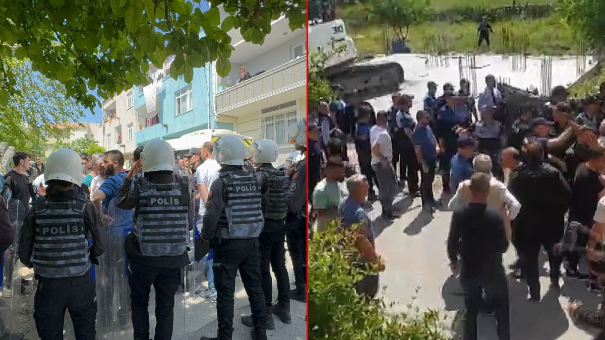 Arnavutköy’de kaçak yapıların yıkımında arbede