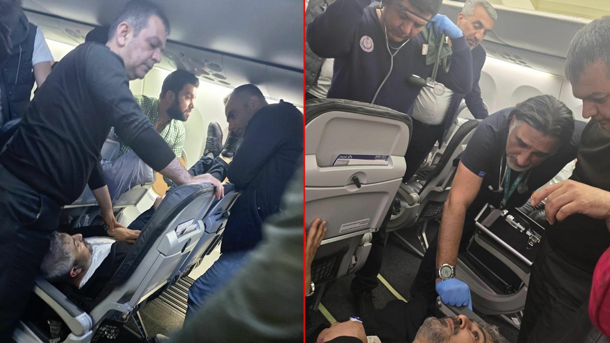Uçakta fenalaşan yolcuya doktor vekilden hayat kurtaran müdahale