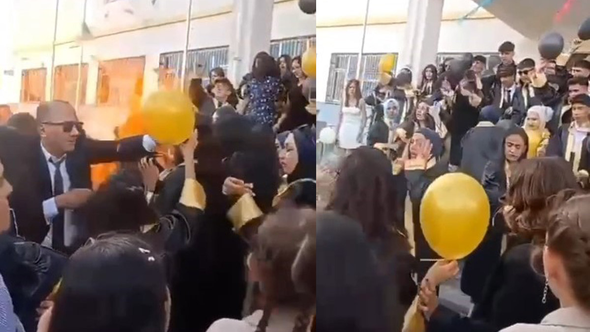 Mezuniyet kutlamasında helyum dolu balon patladı Çok sayıda öğrenci yaralandı