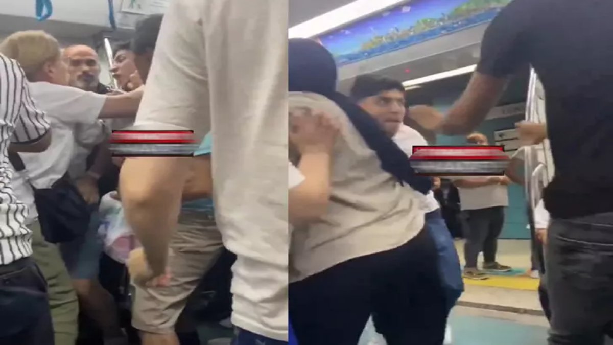 İstanbul Marmaray'da 'el ele tutuşma' kavgası! Ortalık adeta savaş alanına döndü
