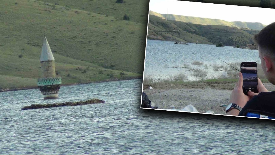 200 haneli köy sular altında: Geriye sadece minare kaldı