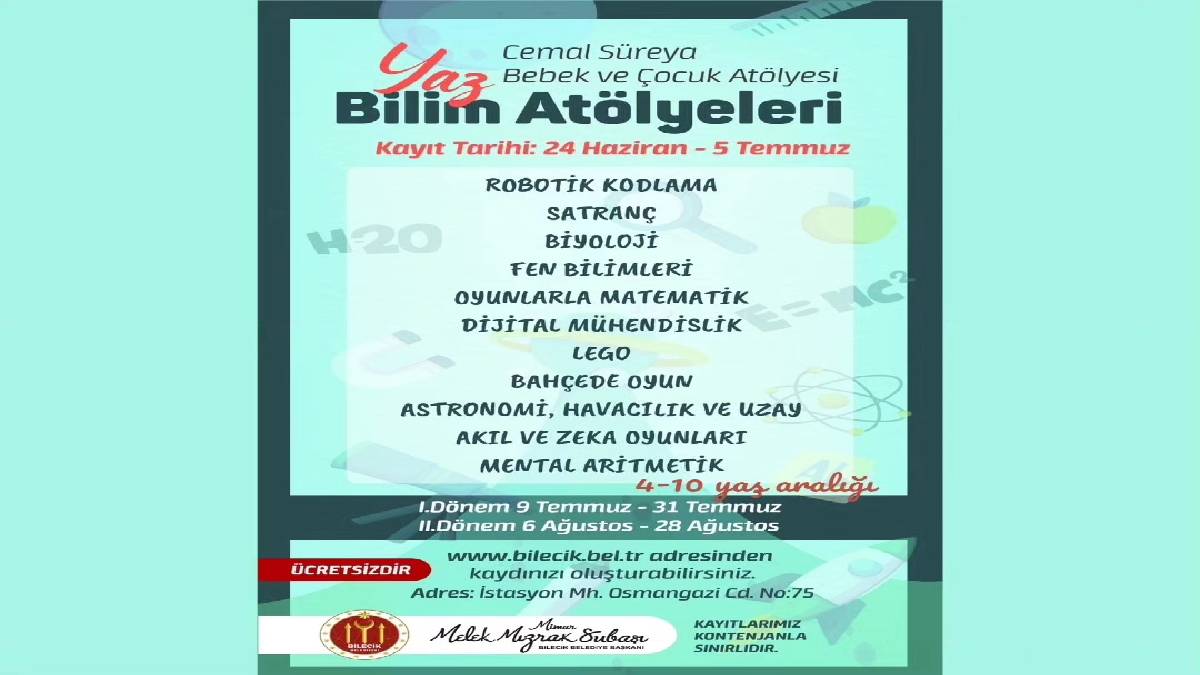 Haydi çocuklar!  Yaz Bilim Atölyeleri sizi bekliyor