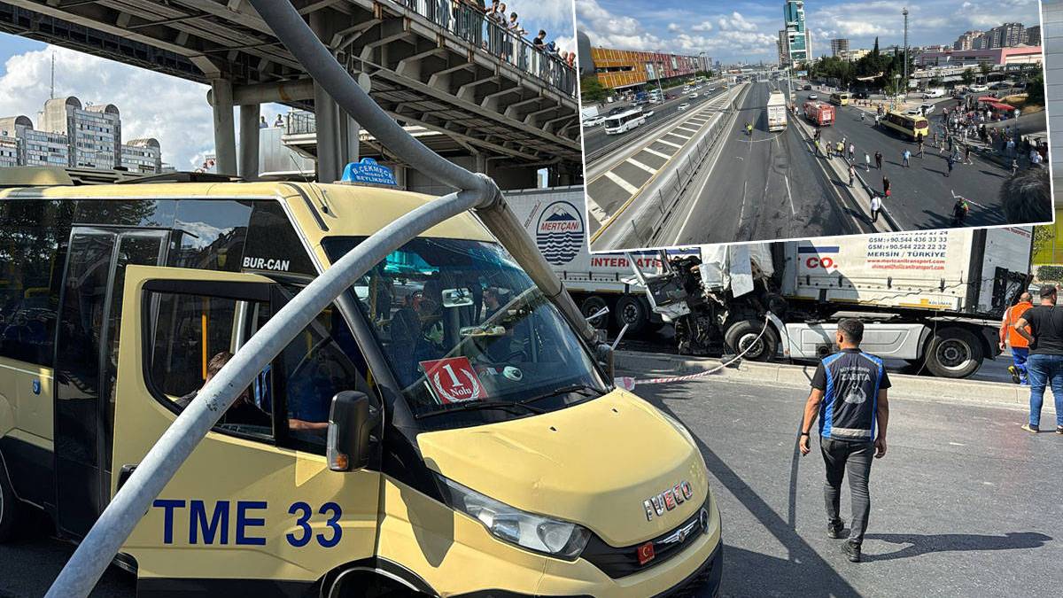 Beylikdüzü'nde TIR köprünün ayağına çarptı: Yol trafiğe kapatıldı