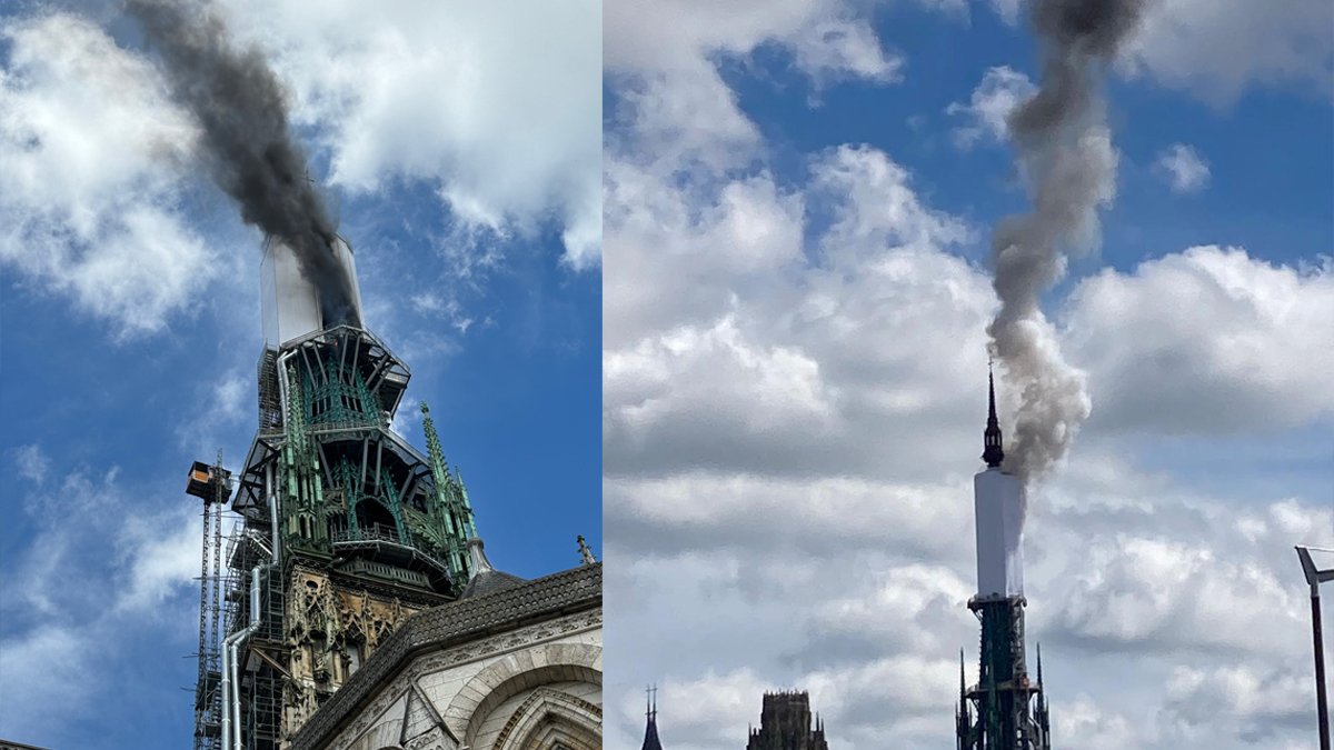 Tarihi Rouen Katedrali'nde yangın: Fransa tüm kamu kaynaklarını seferber etti