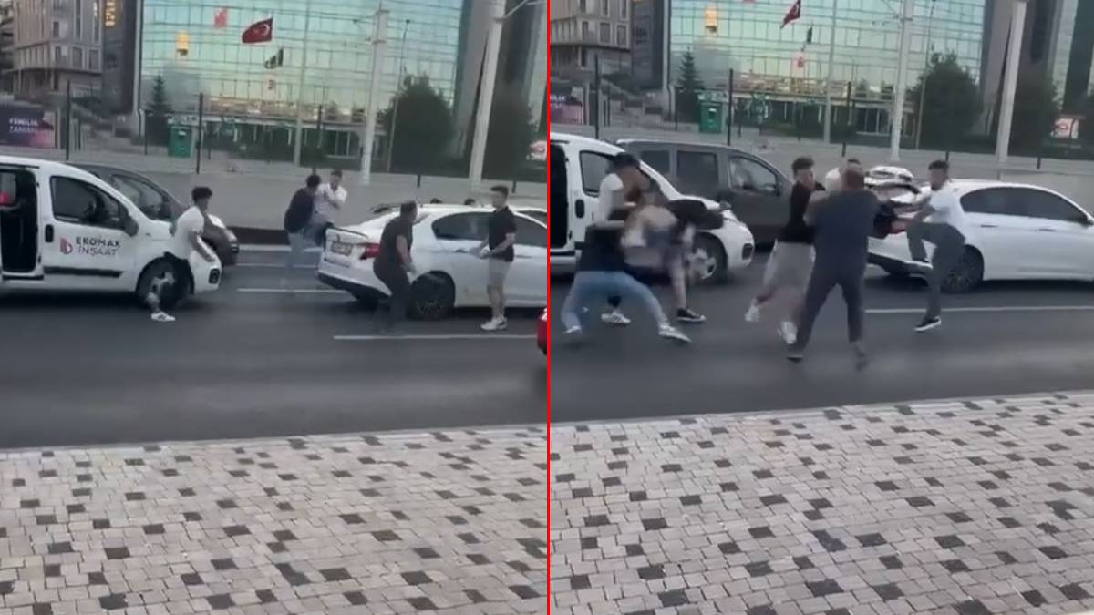 Trafikte baltalı kavga kamerada