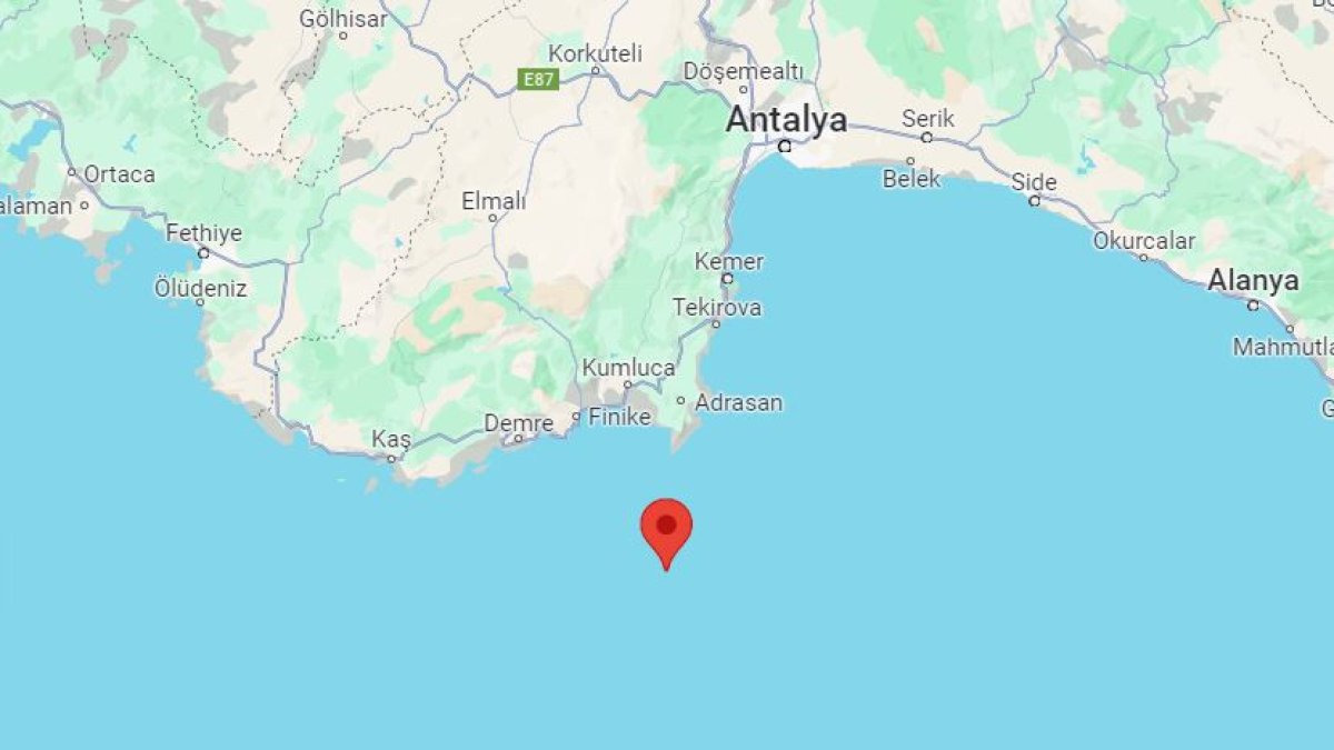 Antalya'da 3,4 büyüklüğünde deprem