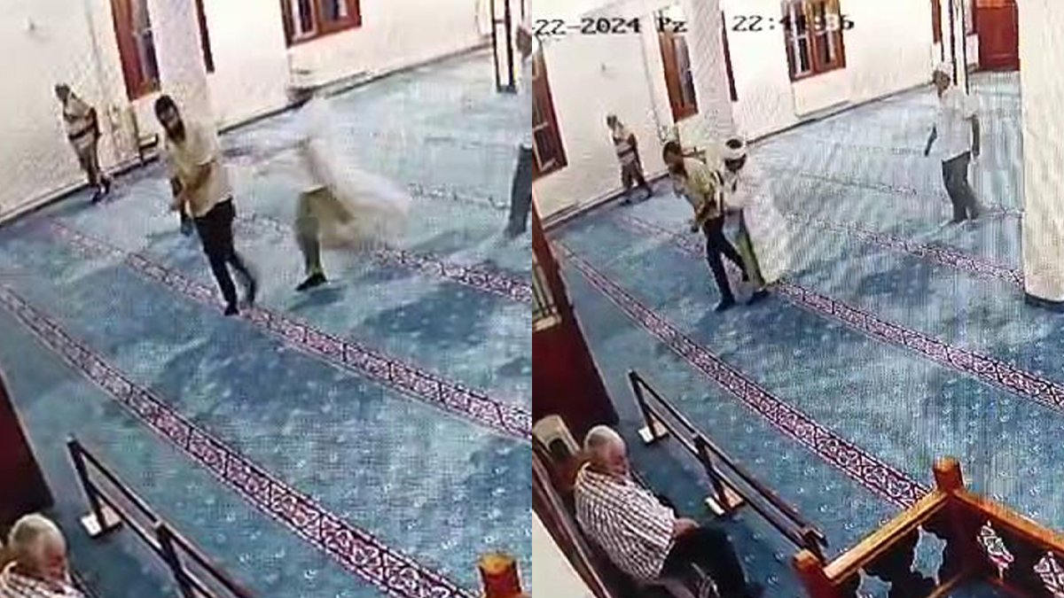 Camide korku dolu anlar: Bıçakla kendine zarar verecekti, müezzin engelledi